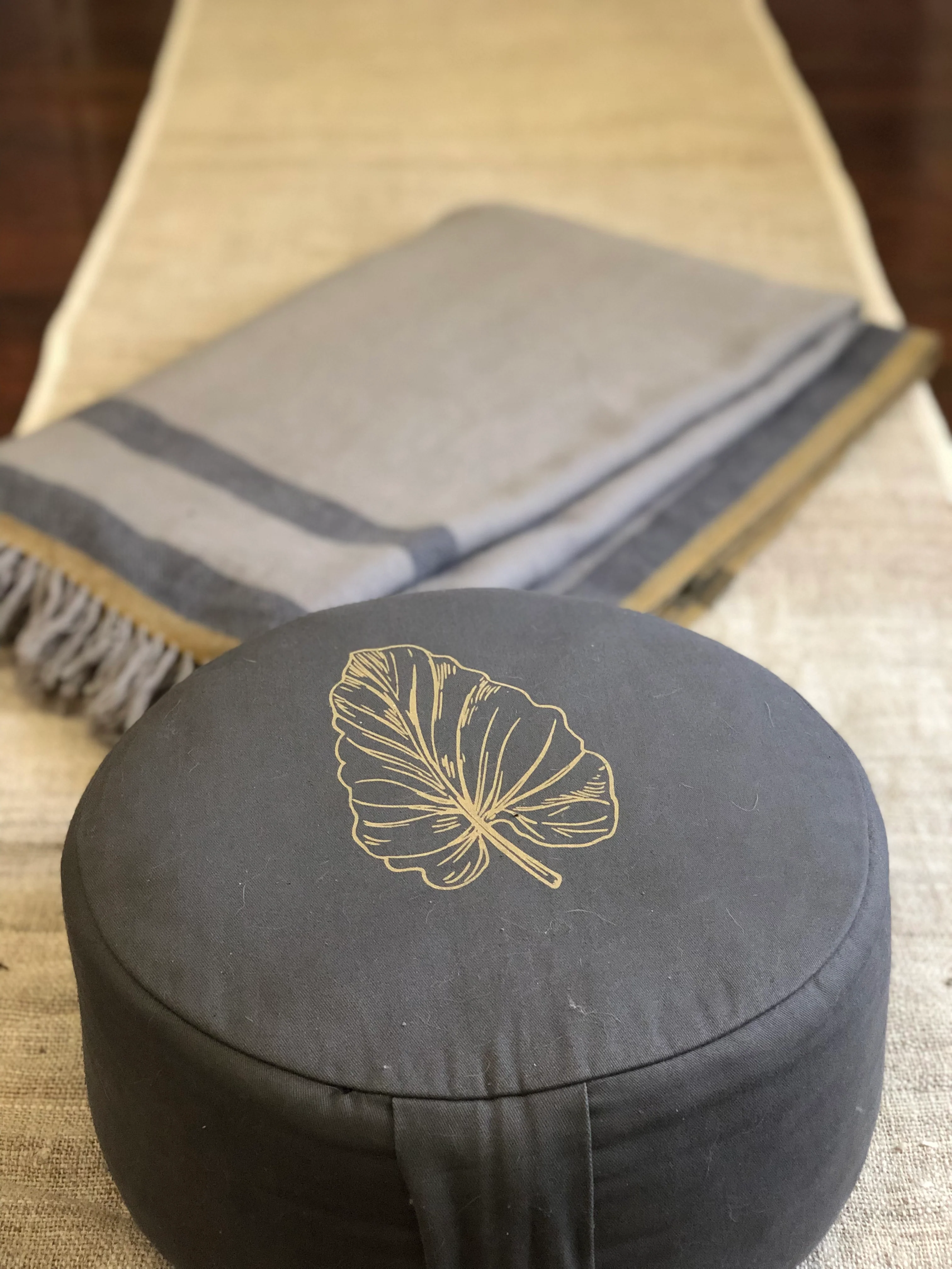 The Practitioner's Bundle: 100% Wool Meditation Shawl, Natural Hemp Yoga Mat and Meditation Cushion - Image 11