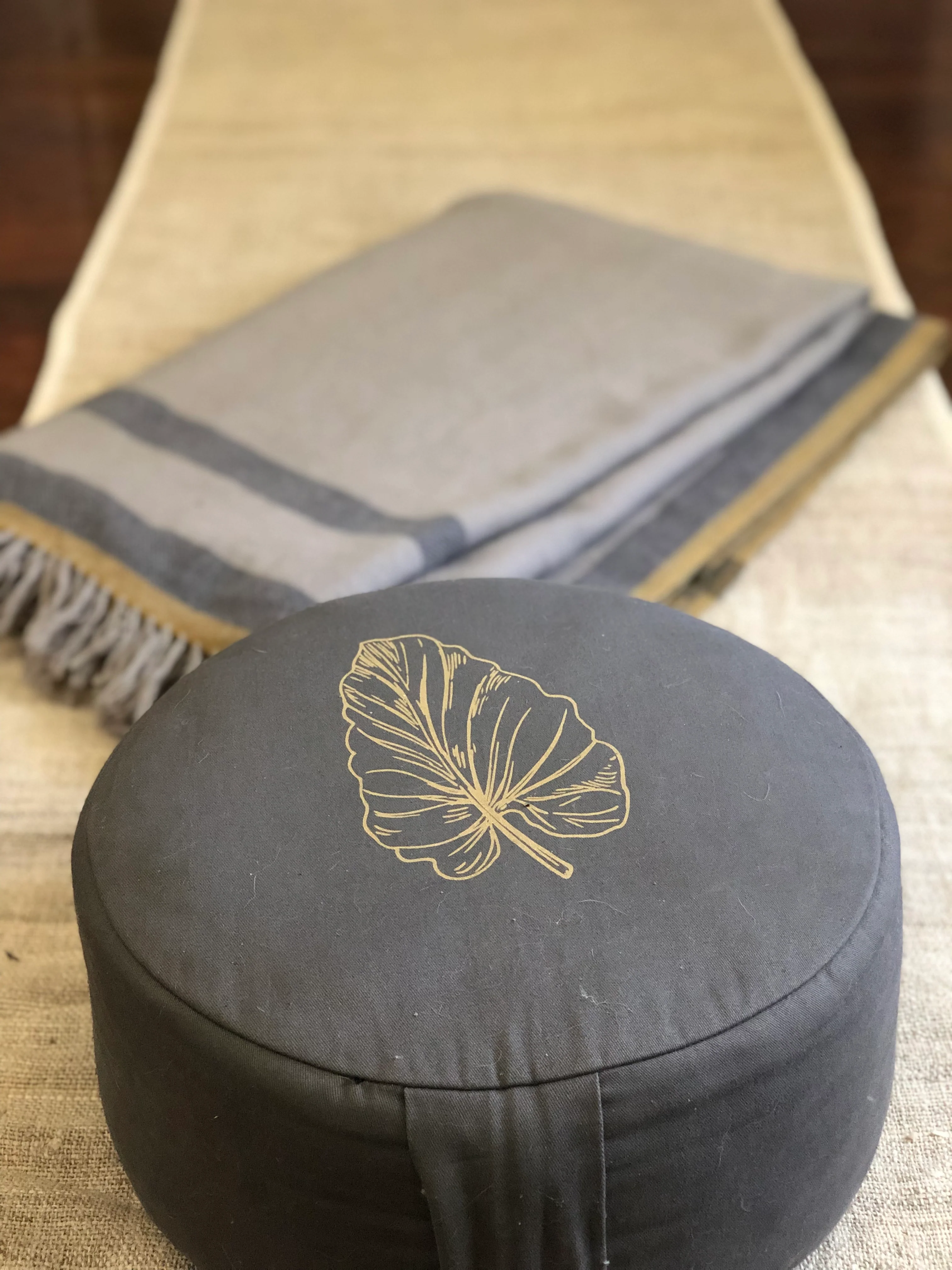 The Practitioner's Bundle: 100% Wool Meditation Shawl, Natural Hemp Yoga Mat and Meditation Cushion - Image 8