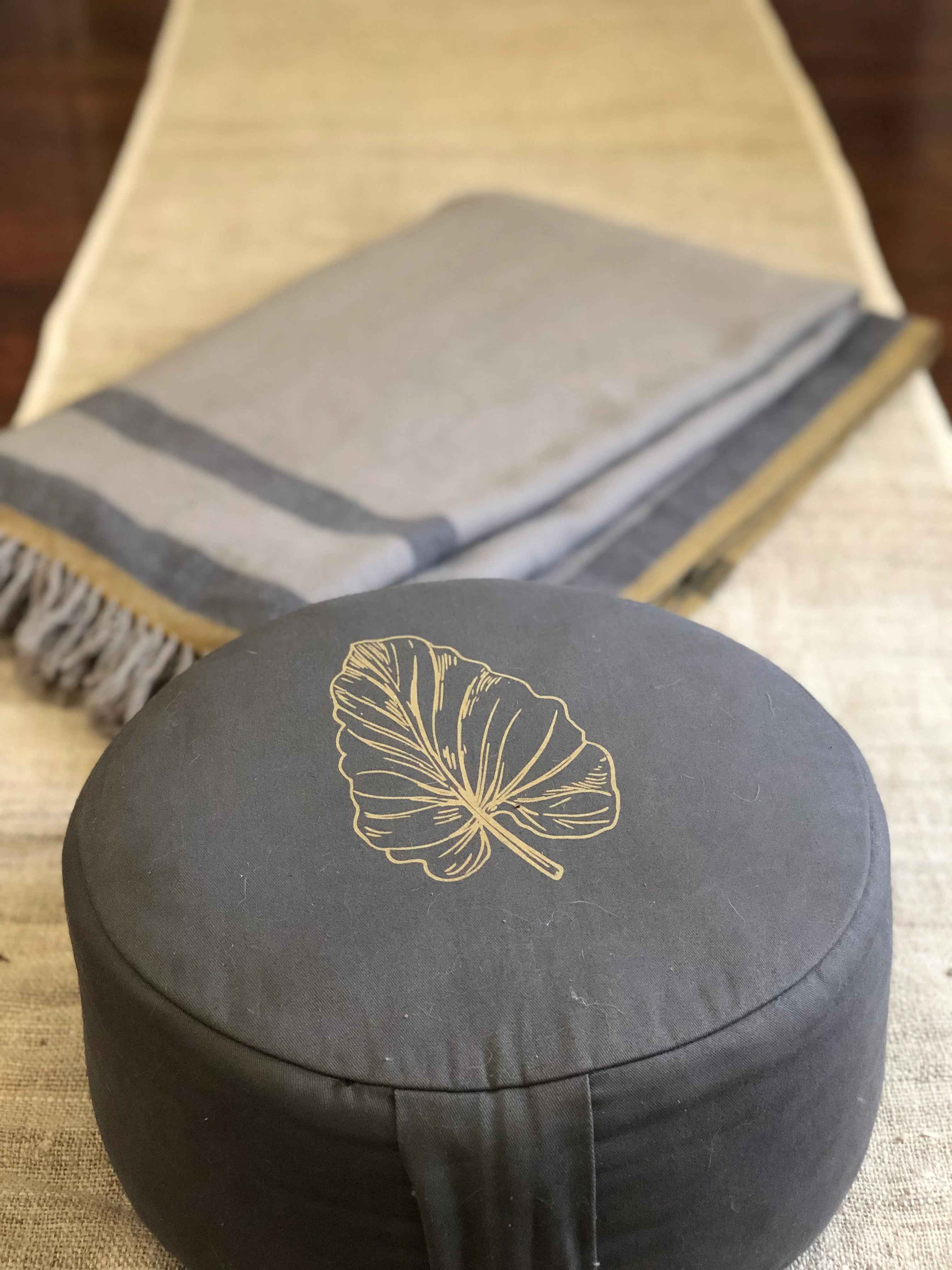 The Practitioner's Bundle: 100% Wool Meditation Shawl, Natural Hemp Yoga Mat and Meditation Cushion - Image 9