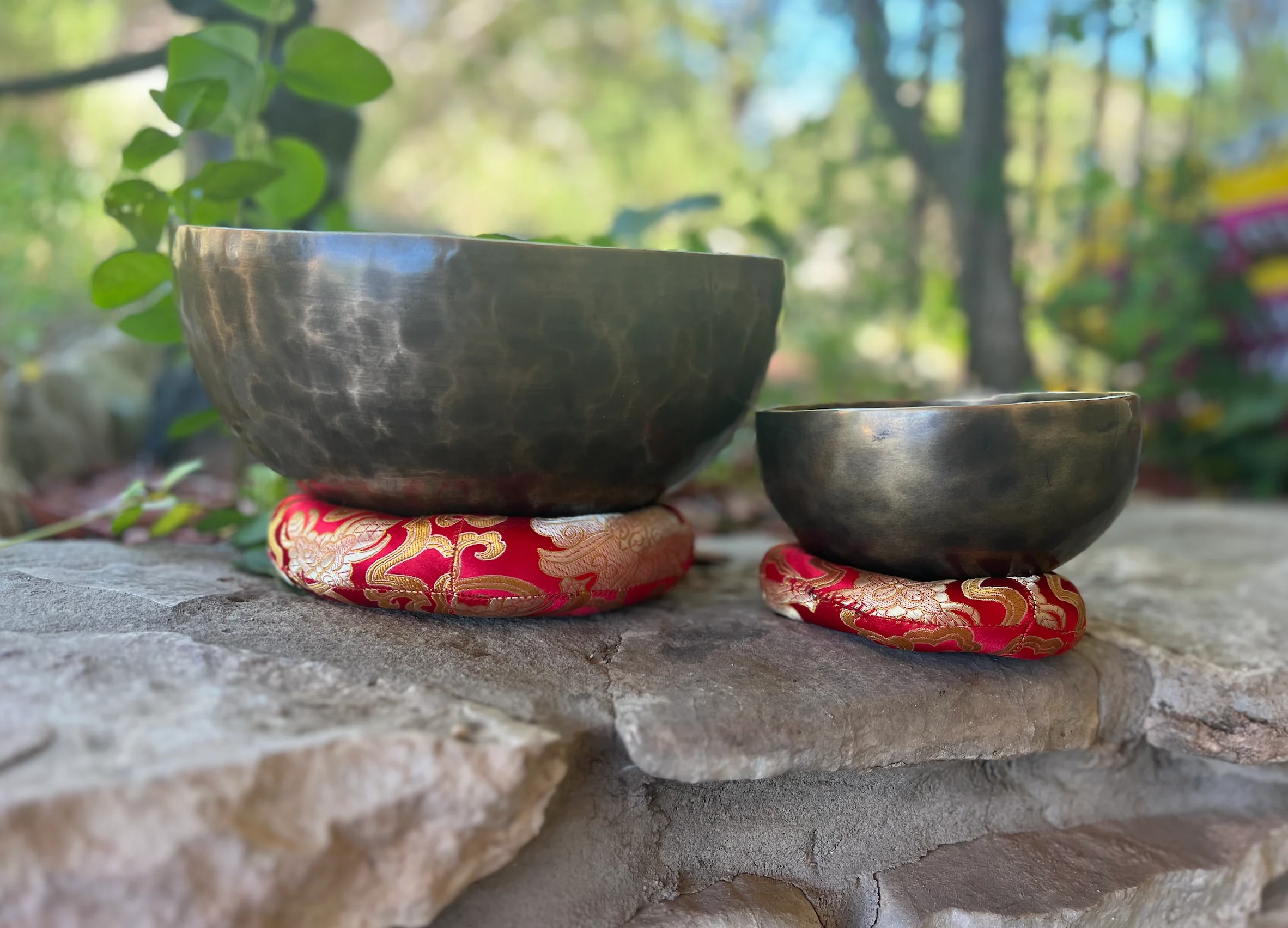 The Earth Bundle: Set Of 2 Resonant Bronze Singing Bowls From Nepal, 9 inch and 6 inch - Image 3