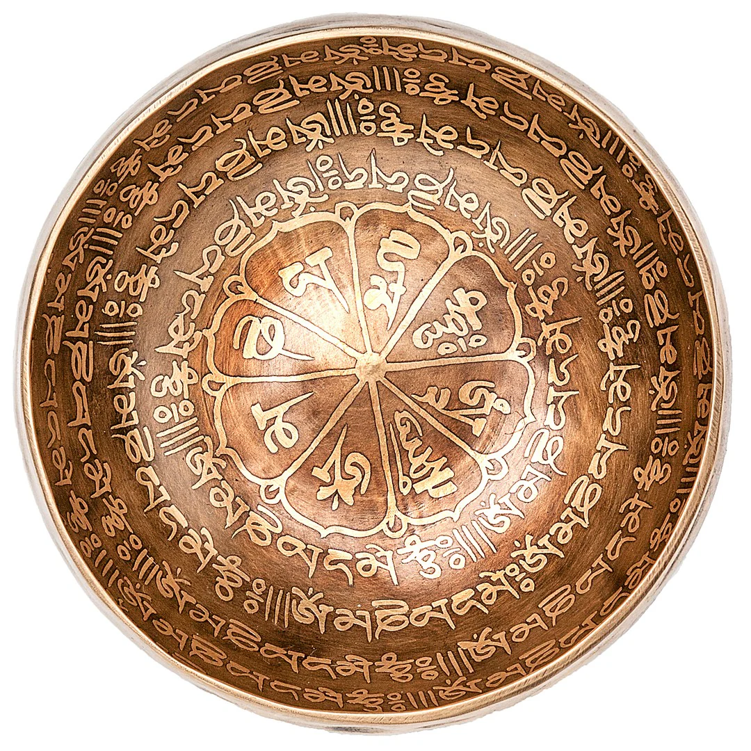 The Purity Bowl: 6 inch | Handmade Bronze Singing Bowl From Nepal "Om Mani Padme Hum" Design - Image 3